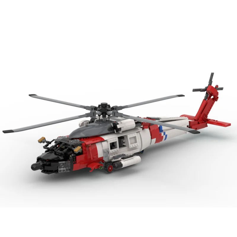 MOC Red Coast Rescue SAR Utility Helicopter with 4-Blade Rotor Military Block Model