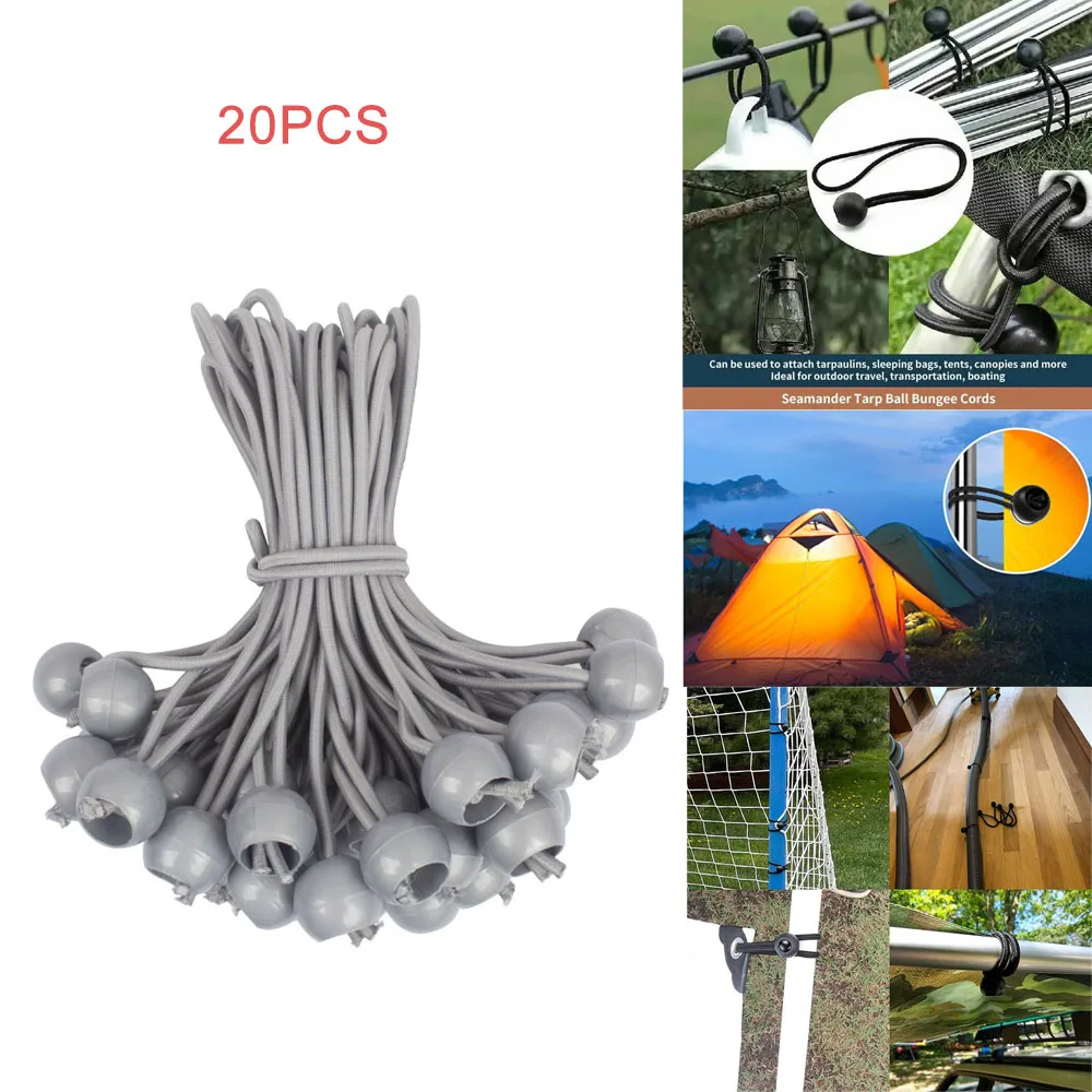

20pcs 15CM Elastic Ball Rope Bungee Cords Tent Fixing Tarpaulin Awning Canopy Heavy Duty Tarp Tie Down For Shelter Outdoor Tools