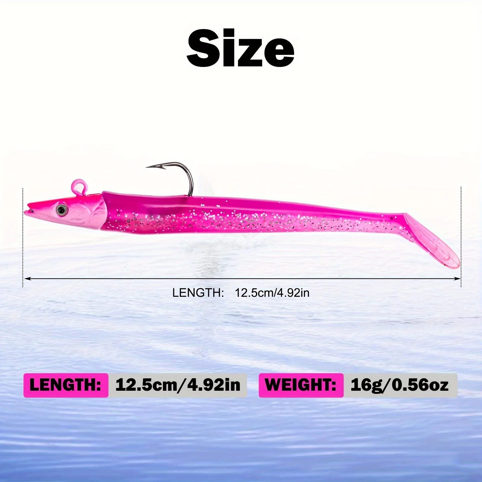 Goture 12.5cm 16g Sinking Eel Jig Head Soft Lure 3D Eyes Paddle T-tail  Swim Action Artificial Bait for Pike Bass Cod Fishing