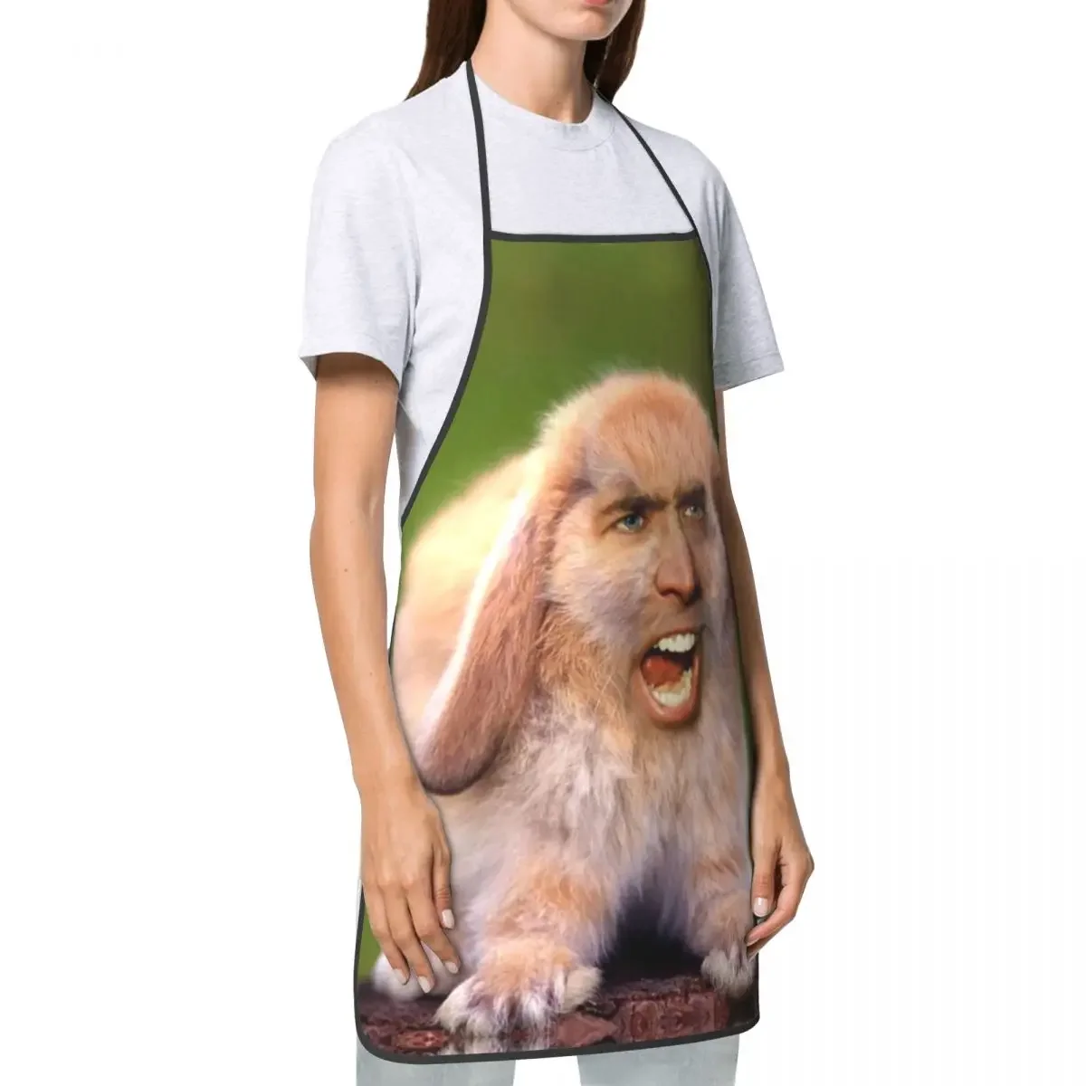 Nicolas Cage Rabbit Apron Women Men Unisex Bib Funny Meme Cooking Kitchen Tablier Cuisine Chef Baking