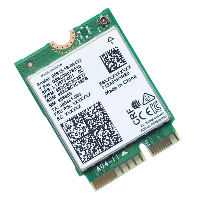 For Intel 9461NGW WiFi Card+Baffle+Antenna Kit AC 9461 2.4G/5G 802.11AC M2 Key E CNVI Bluetooth 5.0 Wireless Adapter