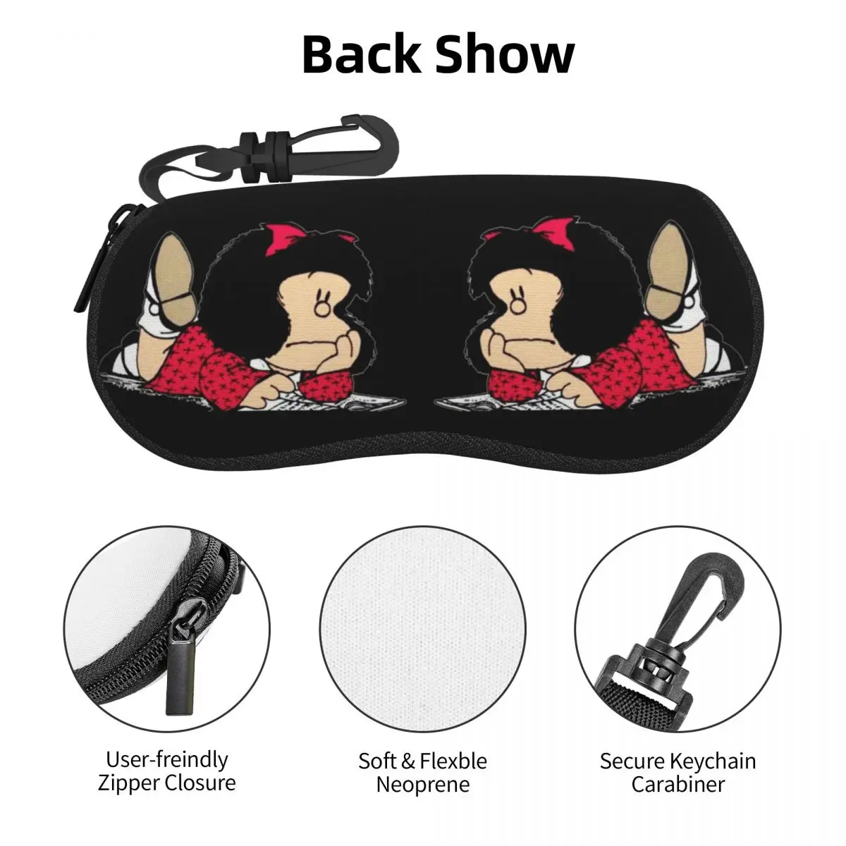 Custom Cute Mafalda Eyeglass Glasses Case Women Men Soft Argentine Cartoon Quino Comic Sunglasses Protective Box