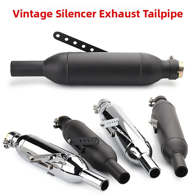 Stainless Steel Exhaust Pipe Tail Section for Motorcycles Universal 38/40/43/45mm Caliber Retro Modification High Temperature