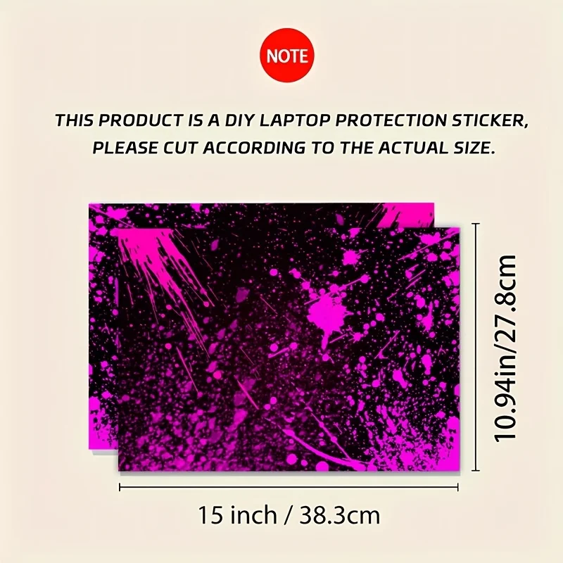 2-Pack Pink Paint Pattern Laptop Art Decal Case, Universal Laptop Skin Sticker for Laptops, Cars, Helmets, Motorcycles,
