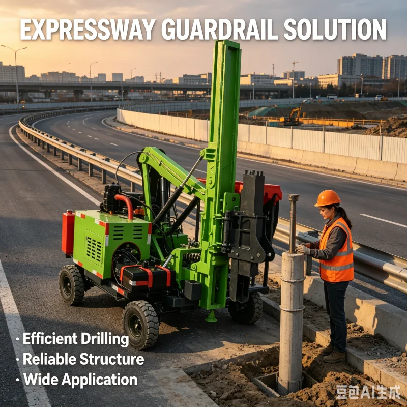 Roadway Guardrail Pile Driver Hydraulic Post Ramming Rig For Highway Safety Barrier Installation Steel Piling Machine