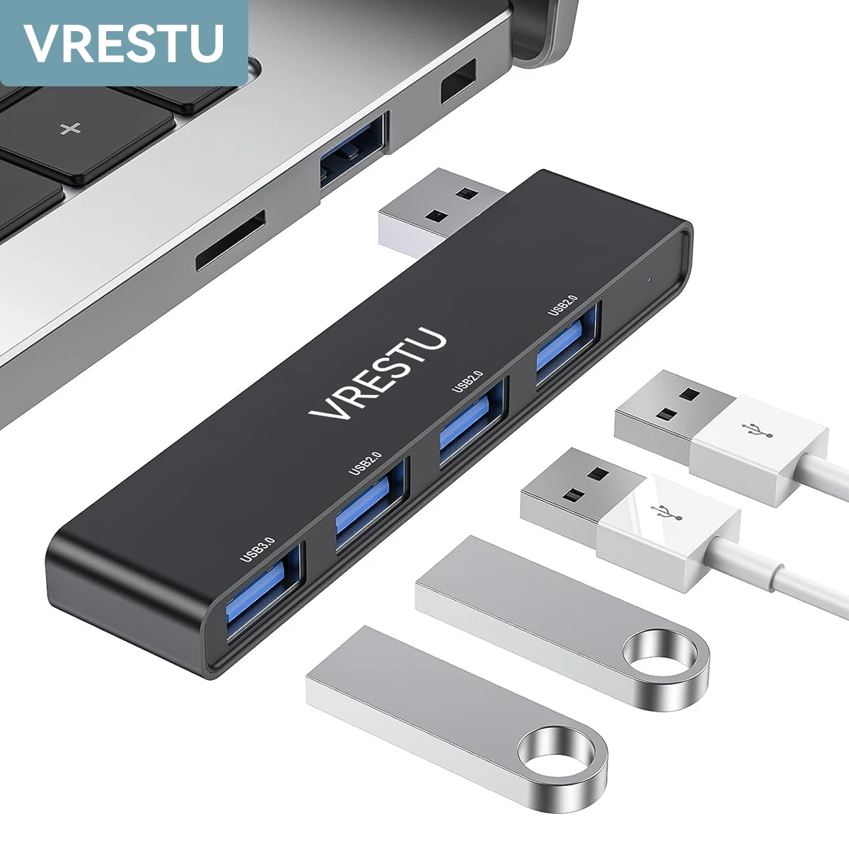 Adaptador de transmissão de dados de alta velocidade, Multi Port Dock Station, Hub USB A 2.0, OTG Splitter, expansor, 5G, apto para PC, laptop, computador, USB 2.0