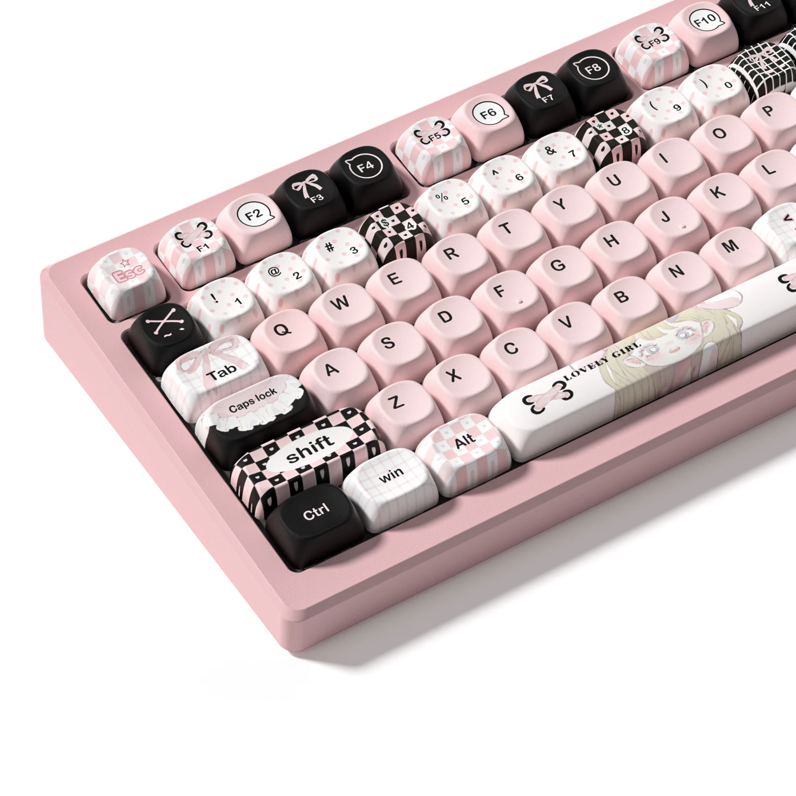 

130+ клавиш, профиль MOA, розовые PBT-кейкапы с индивидуальной окраской для механических клавиатур с переключателями Cherry Gateron MX