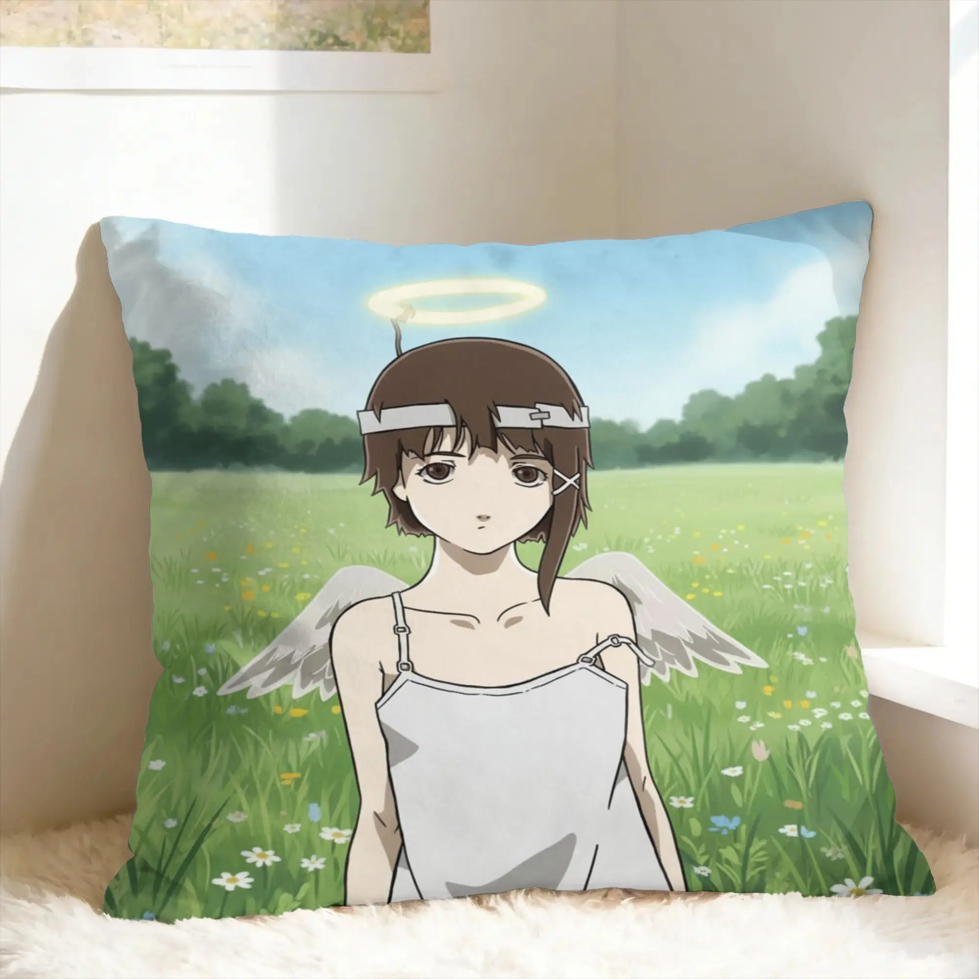 Anime Serial Experiments Lain Pillowcases  Vintage Pillow Case For Sofa Car Home Decor Graphic Pillow Cover