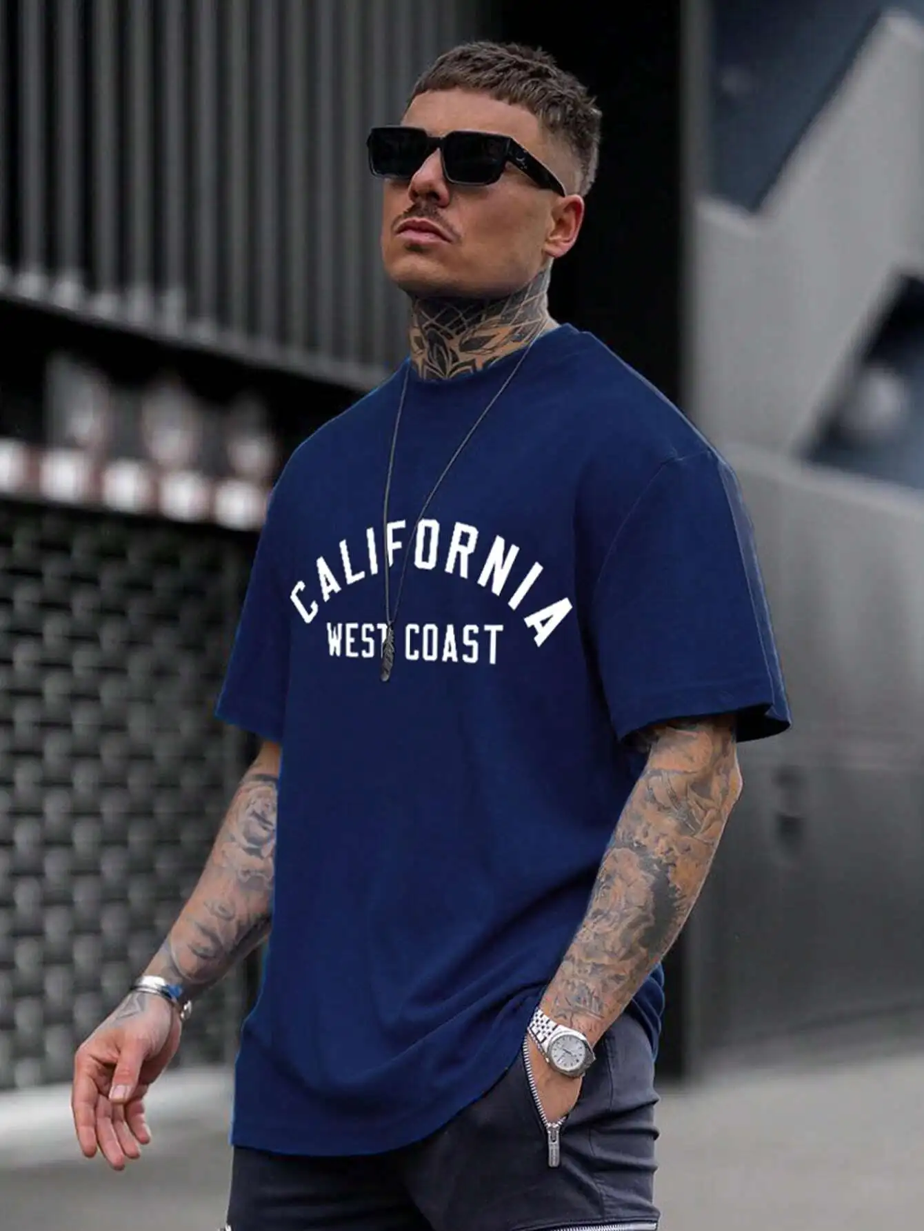 Kalifornien Westküste Brief Herren Baumwolle T-Shirt Persönlichkeit Vintage Casual Tops All-Mathe Overs ize T-Shirt Kleidung Mann Kurzarm