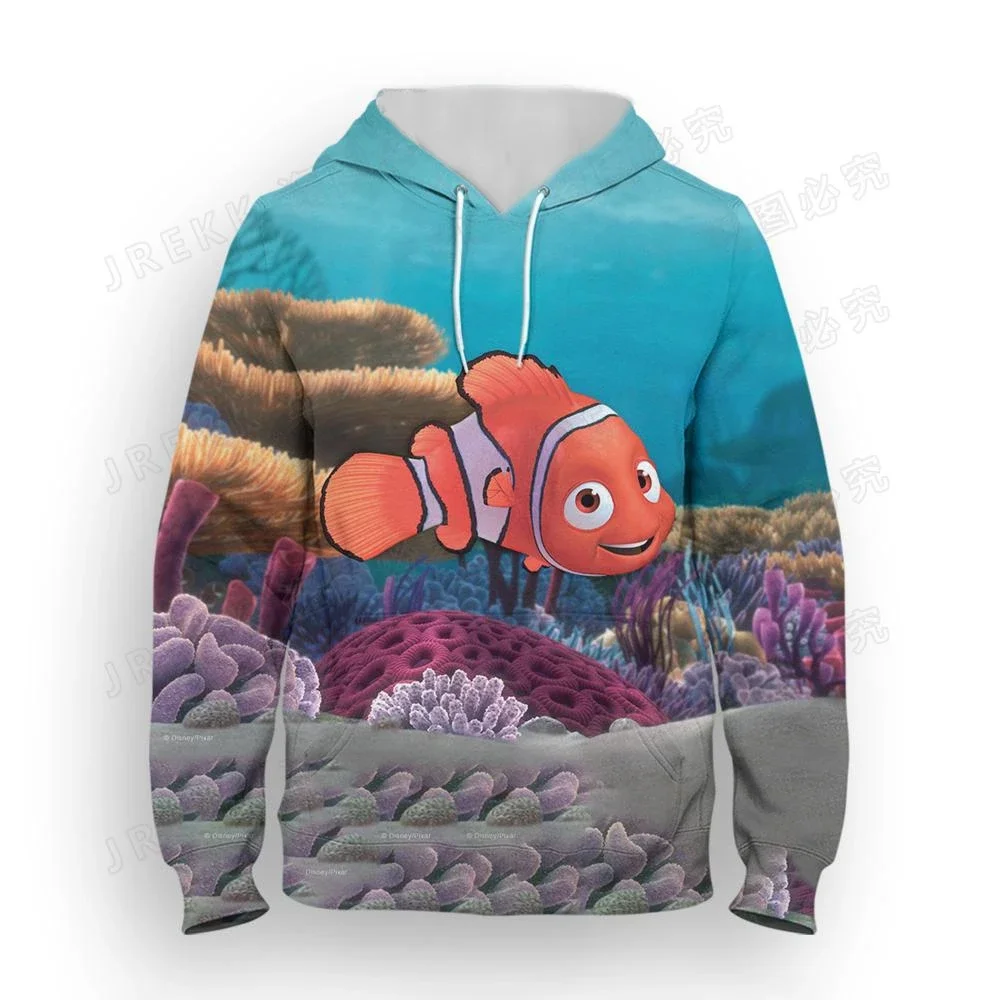 Nemo Disney Boys and Girls Hoodie Finding Nemo Men's Hoodie 3D Print Marlin Pullover MINISO Men's Hoodie New Men's Clothing