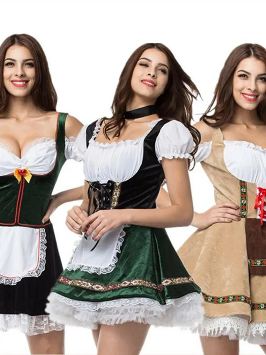 جديد أزياء الهالوين Barmaid Dr مقاس كبير لمهرجان البيرة أزياء نسائية للمسرح العرقي من البوليستر لربيع 2023