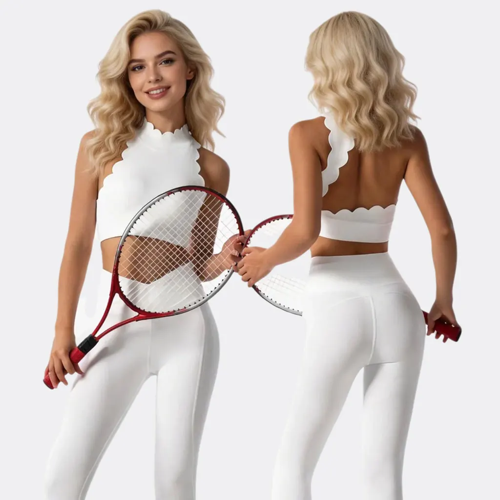 FUBEIKE Women\'s Hollow-out Lace Tight Top With Chest Pad Nude Feel Sports Vest Fitness Clothing Beauty Back Yoga Clothes Bra