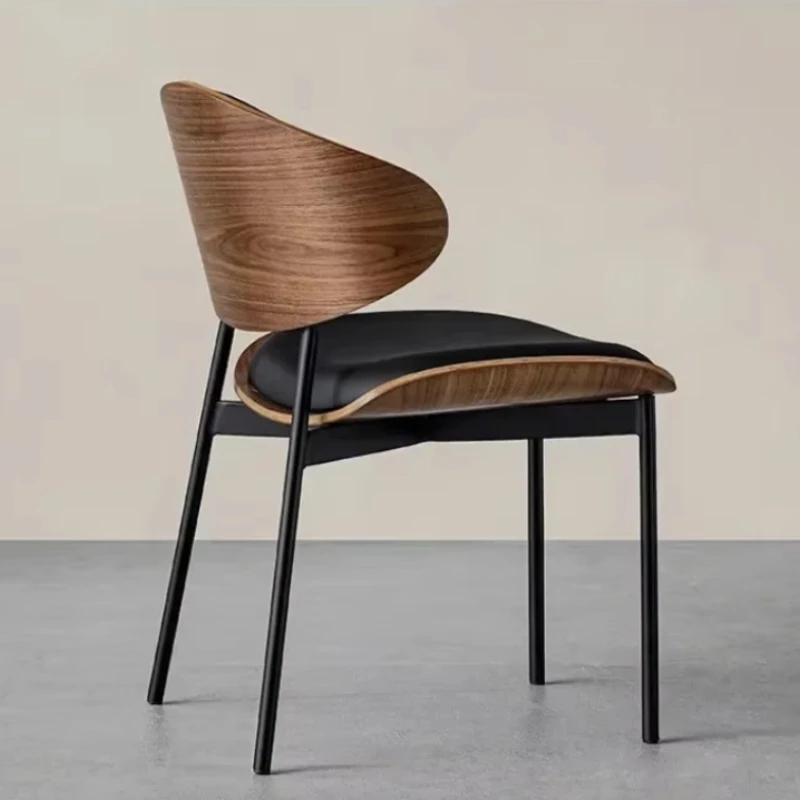 Luxury Upholstered Dining Chair Designer Bentwood with Leather Cushion Comfortable for Coffee Study Room