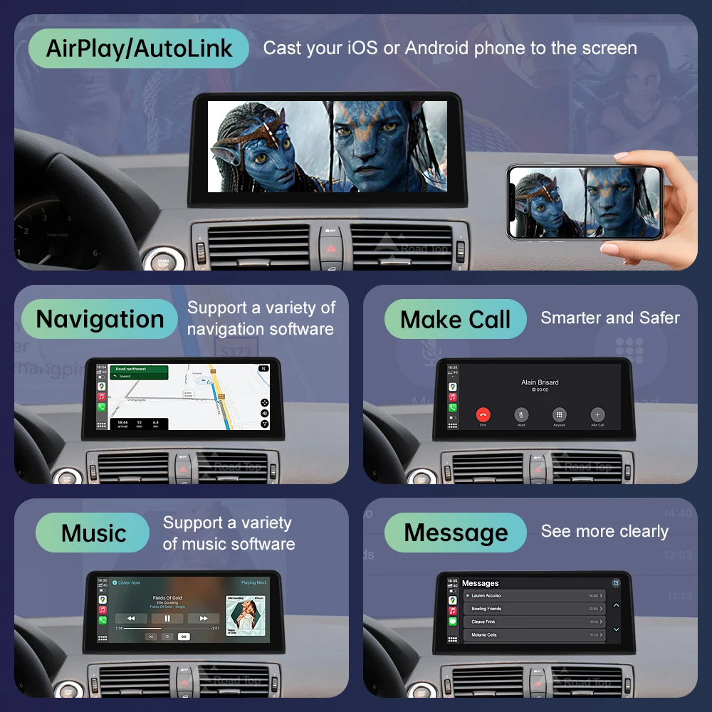 لاسلكي CarPlay أندرويد السيارات سيارة شاشة الوسائط المتعددة لسيارات BMW 1 سلسلة E81 E82 E87 E88 CCC/CIC نظام شاشة تعمل باللمس راديو السيارة #5