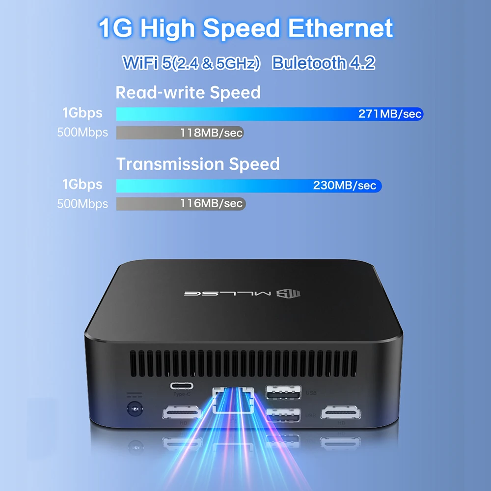 MLLSE MINI PC Intel Pentium J3710 Quad-Core CPU 8 GB RAM 256 GB SSD Windows 10 Pro WiFi 5 BT4.2 Mini-Desktop-Computer Home Office