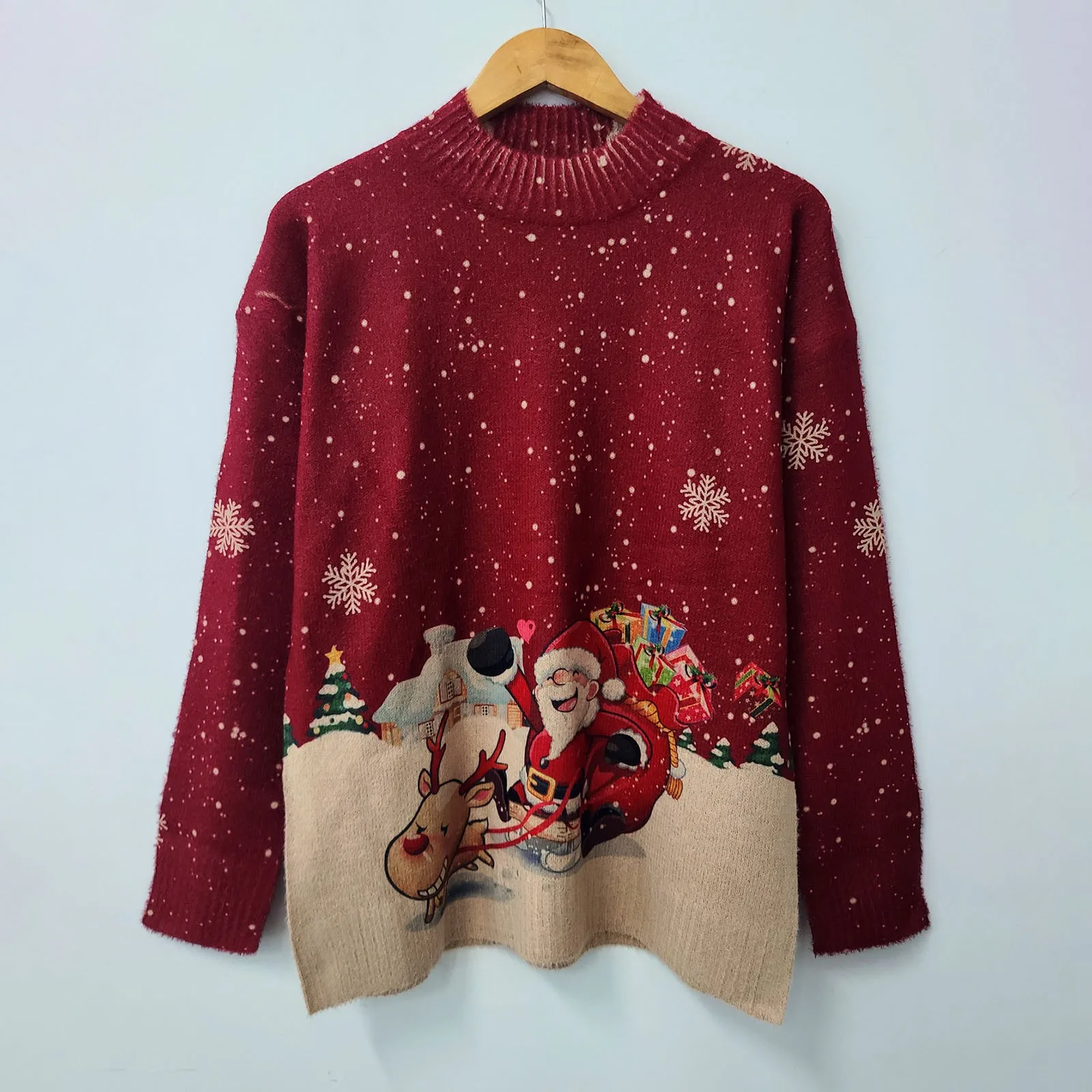 2024 Autumn New Sweater Women's Round Neck Long Sleeve Knit Snowflake Christmas Sweater Crew Neck Pullovers Funny Cute Clothing