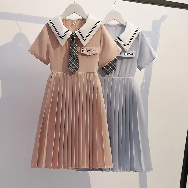 

Лето 2024 г., детские весенние студенческие платья, детская одежда, униформа моряка JK для подростков, повседневная одежда для девочек, вечерние семь галстуков, 8, 10, 12 лет
