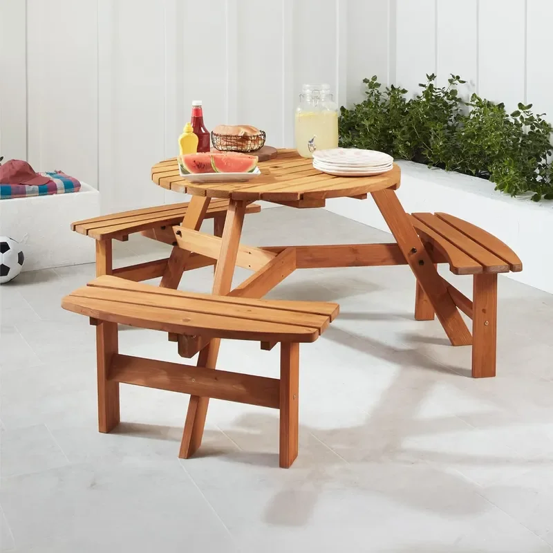 Custom Solid Wood Outdoor Table and Chair Set Preservative Wood Balcony Leisure Tea Picnic Furniture Combo