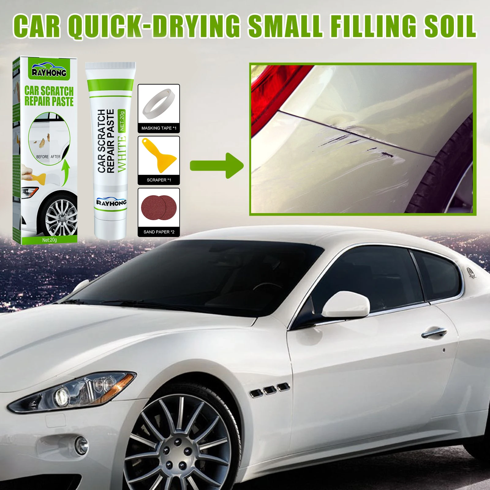 Car Quick Drying Small Soil Repair Set Cleaning Decontamination Polishing Car Scratches Fill Defects Repair Agent