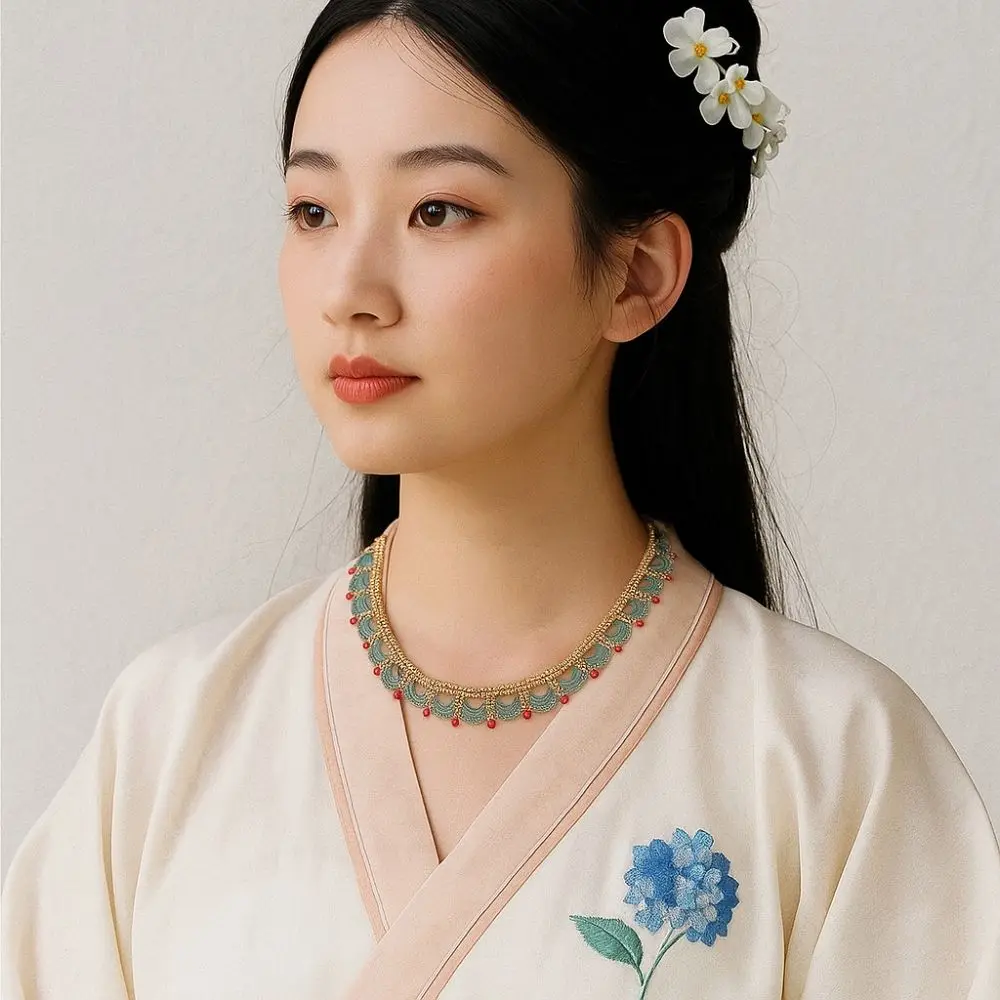 

Tang Ming Song Dynasty Beads Necklace Hanfu Accessories Horse-face Skirt Accessories Horse Face Skirt Necklace Ethnic Style