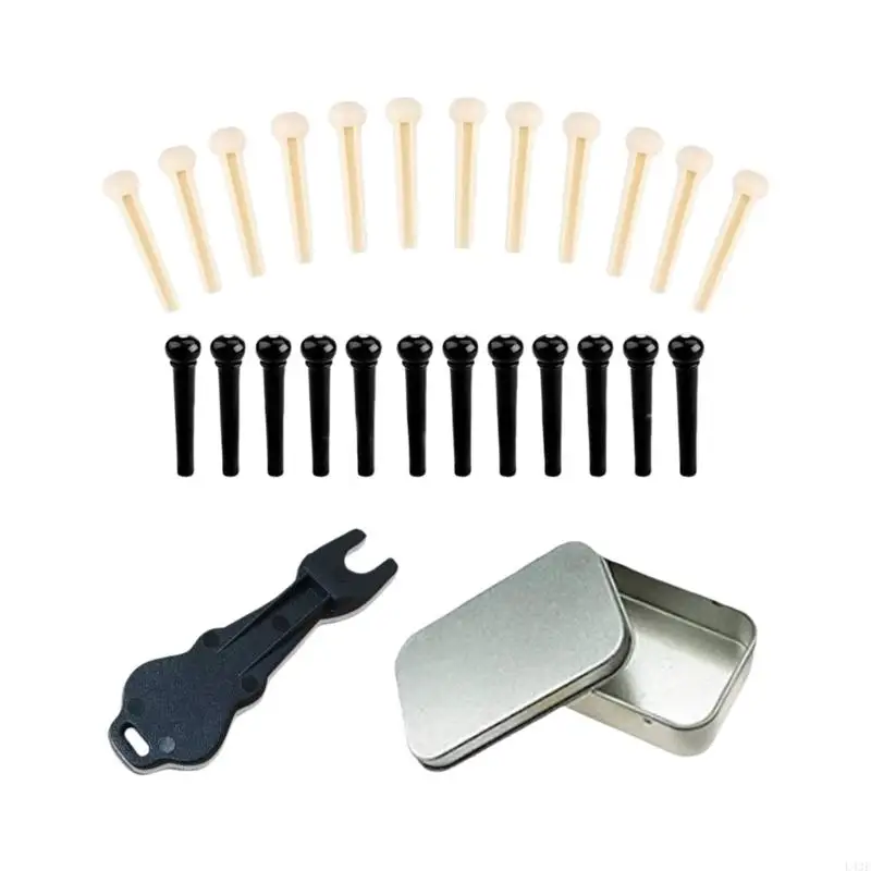 Guitar Bridge Replacement Part ABS Pins Saddles and Metal Puller Tool for Easy Maintenance and Enhanced Performances 