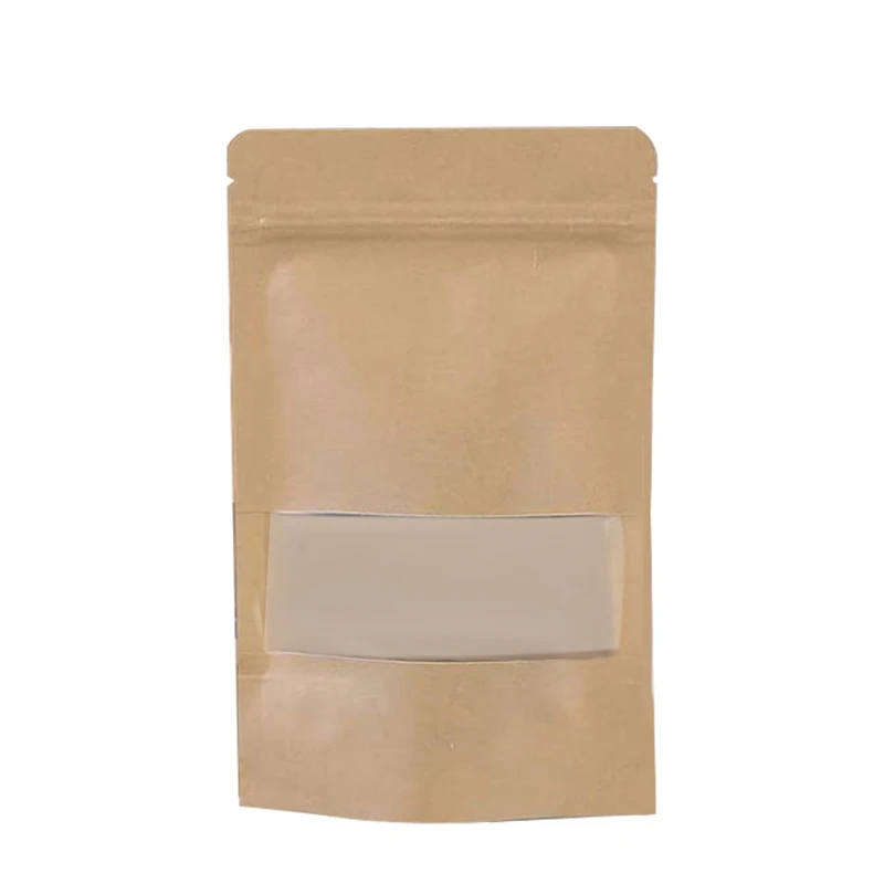 50 reusable zipper bag lock sealed waterproof kraft paper bags Frosted kraft paper window self-supporting