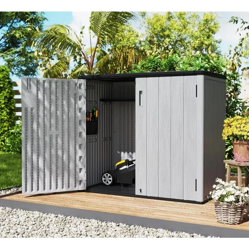 37 Cu.ft HDPE Double Wall Resin Outdoor Storage Shed With Floor Lockable Weatherproof Custom Garden Lawn Tool Cabinet