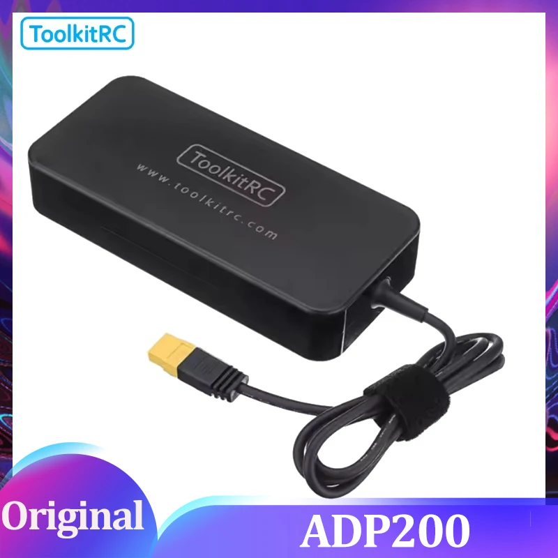 

ToolkitRC ADP200 AC Power Adapter 200W Power Supply XT60 Plug Output 19.5V 10.3A for RC iSDT GTPower HotRC SkyRC