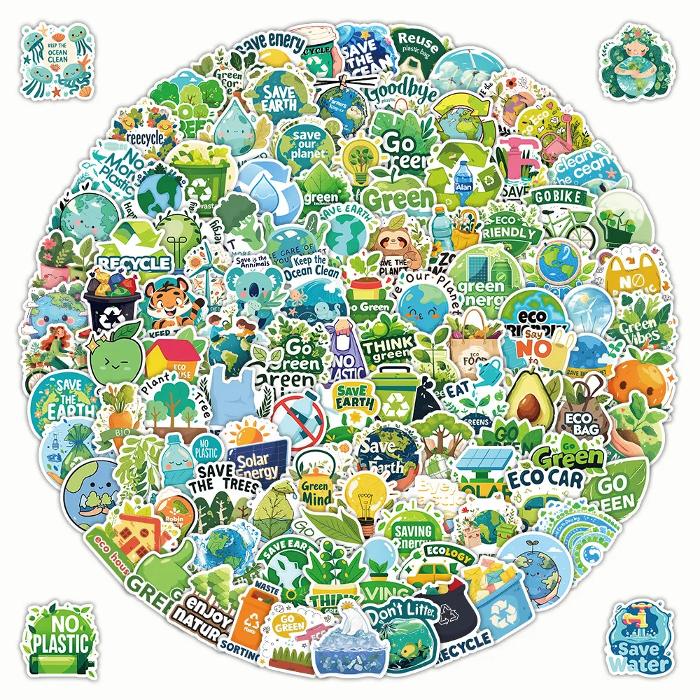 203 Buah Stiker Perlindungan Lingkungan Bumi Dekorasi untuk Jurnal Kerajinan DIY Proyek Edukasi Toko BulingBulingStickers