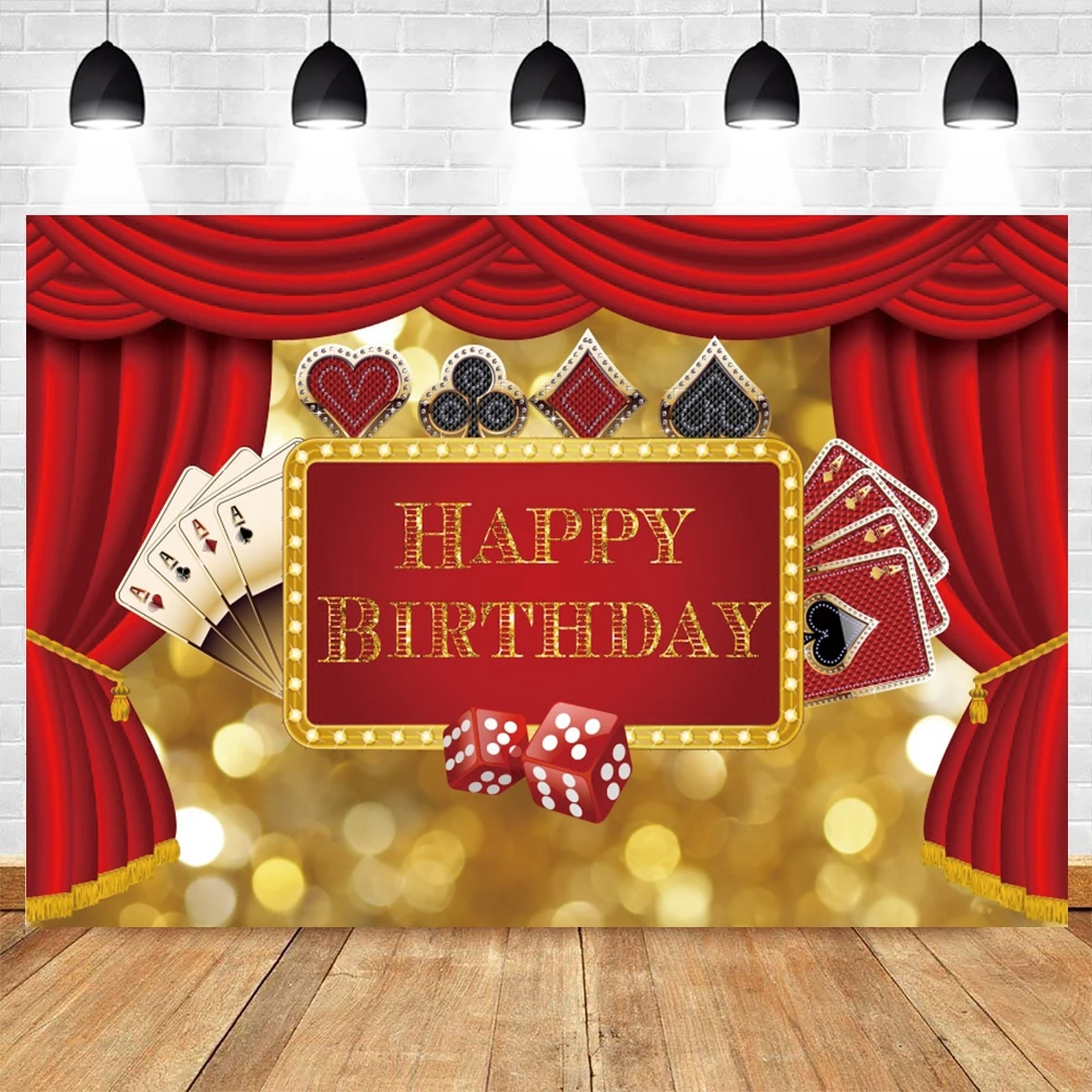 Yeele-카지노 파티 배경, 포커 라스베이거스 파티 생일 배경, 카지노 밤 사진 배경 장식 소품