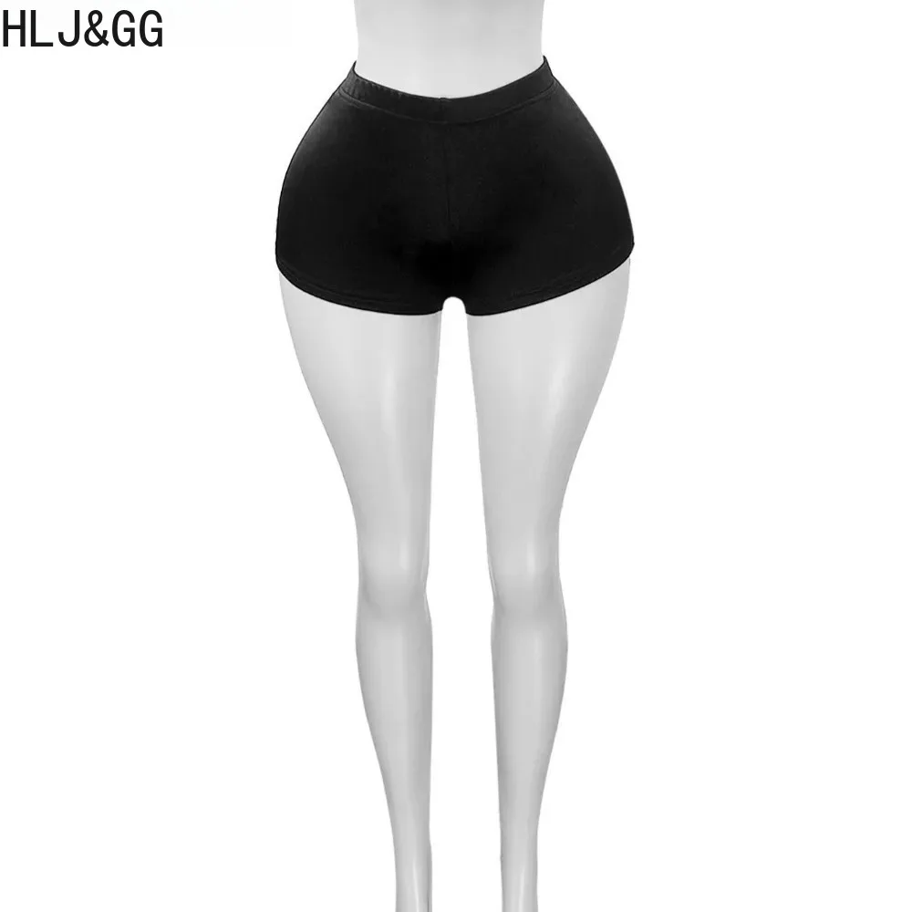 HLJ&GG Sexy 2 Pieces Set for Woman Color Block Zipper Irregular Backless Crop Top and Shorts Matching Female Streetwear New - Image 6