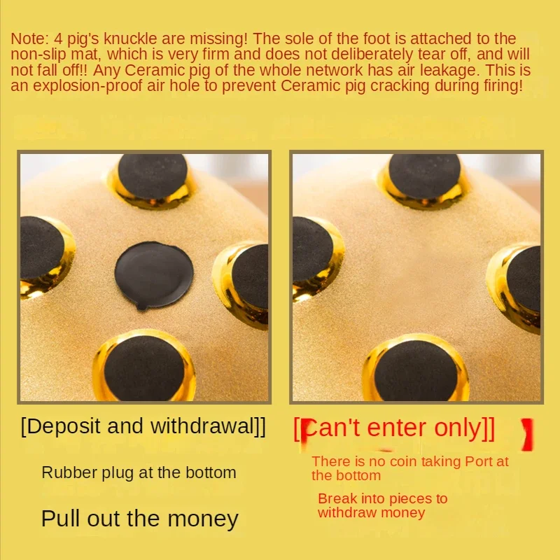 Luxury Gold Coin Money Box Adult Kids Cartoon Hidden Storage Jar Cute Ceramic Pig Piggy Bank Paper Money Piggy Bank Home Decor
