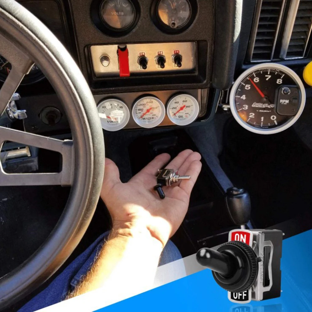 12V Tuimelschakelaar Zware Auto Boot Aan Uit Metalen Auto Rocker Aan Uit Met Waterdichte Hoes Auto Tuimelschakelaar SPST Terminal