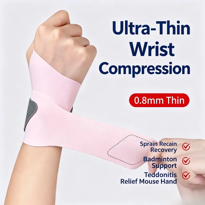 1Pc Ultra Thin Wrist Support Strap Adjustable Compression Wrist Brace for Sports Sprain Recovery Tenosynovitis Relief