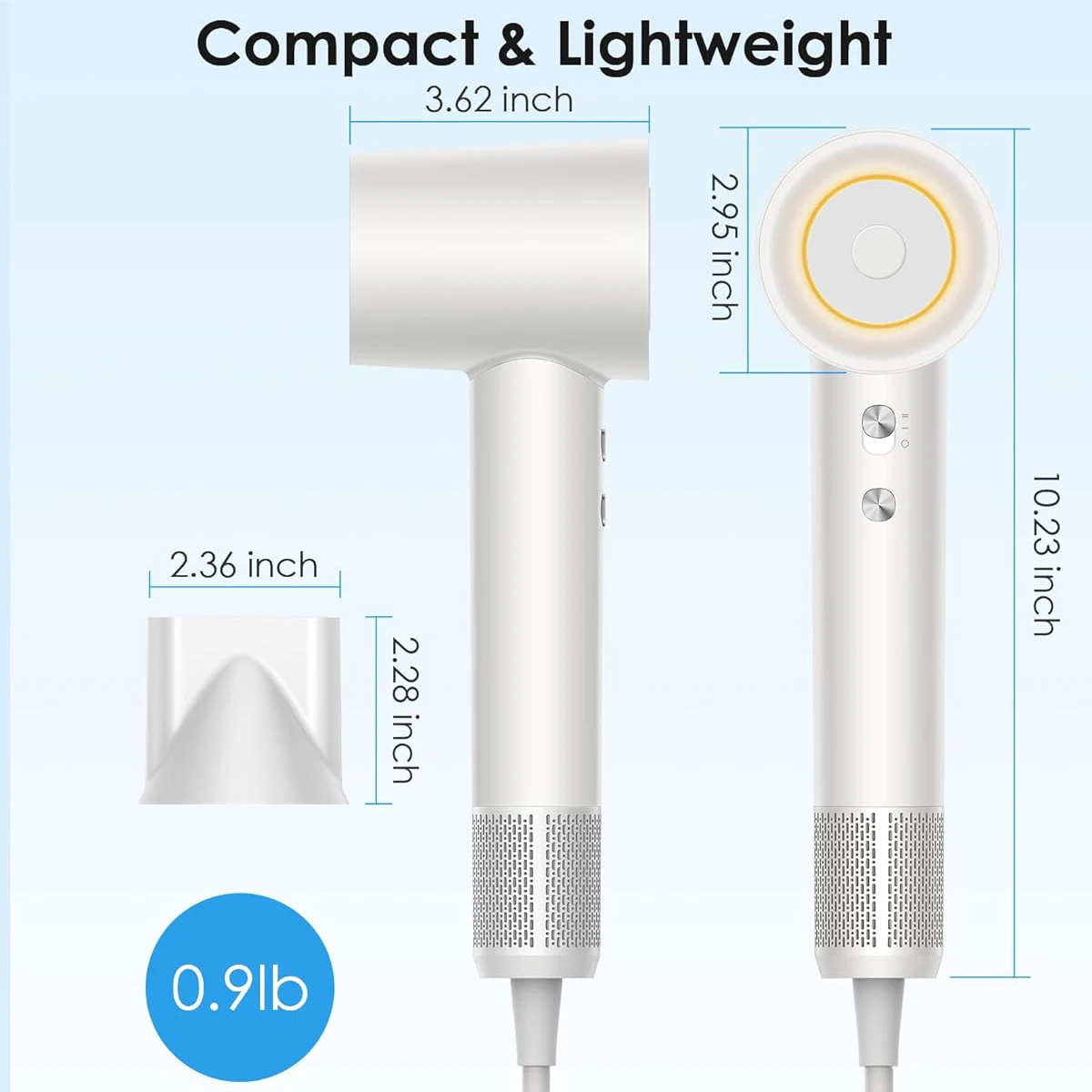 مجفف شعر عالي السرعة ABIR SU9، 200 مل أيونات سالبة، ضوضاء منخفضة، مجفف شعر للعناية بالشعر سريع الجفاف