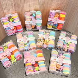 New Cute Box Set Children's New High Elasticity Elastic Band Candy Color Hair Tie Clip Hair Clip Rope Princess Accessories