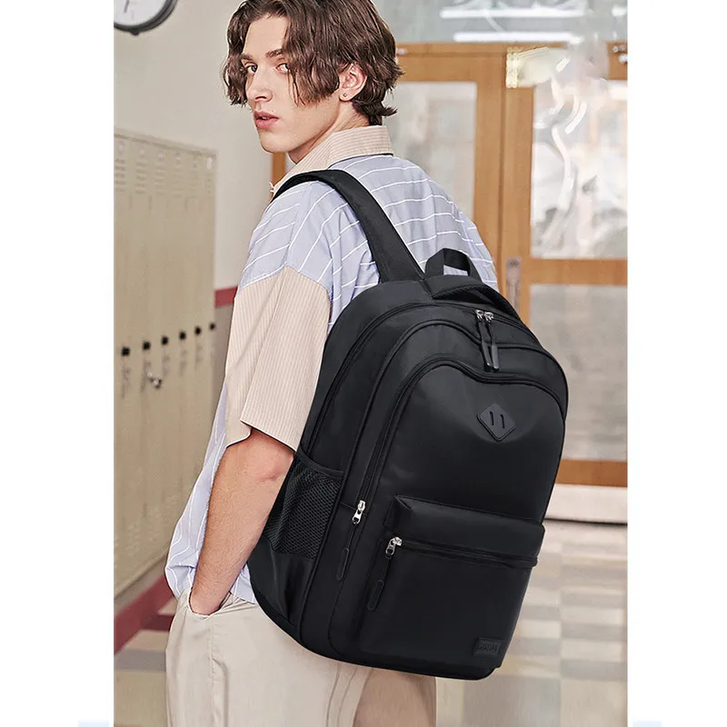 Oxford Backpack Men Black Large Capacity College Student High School Bags