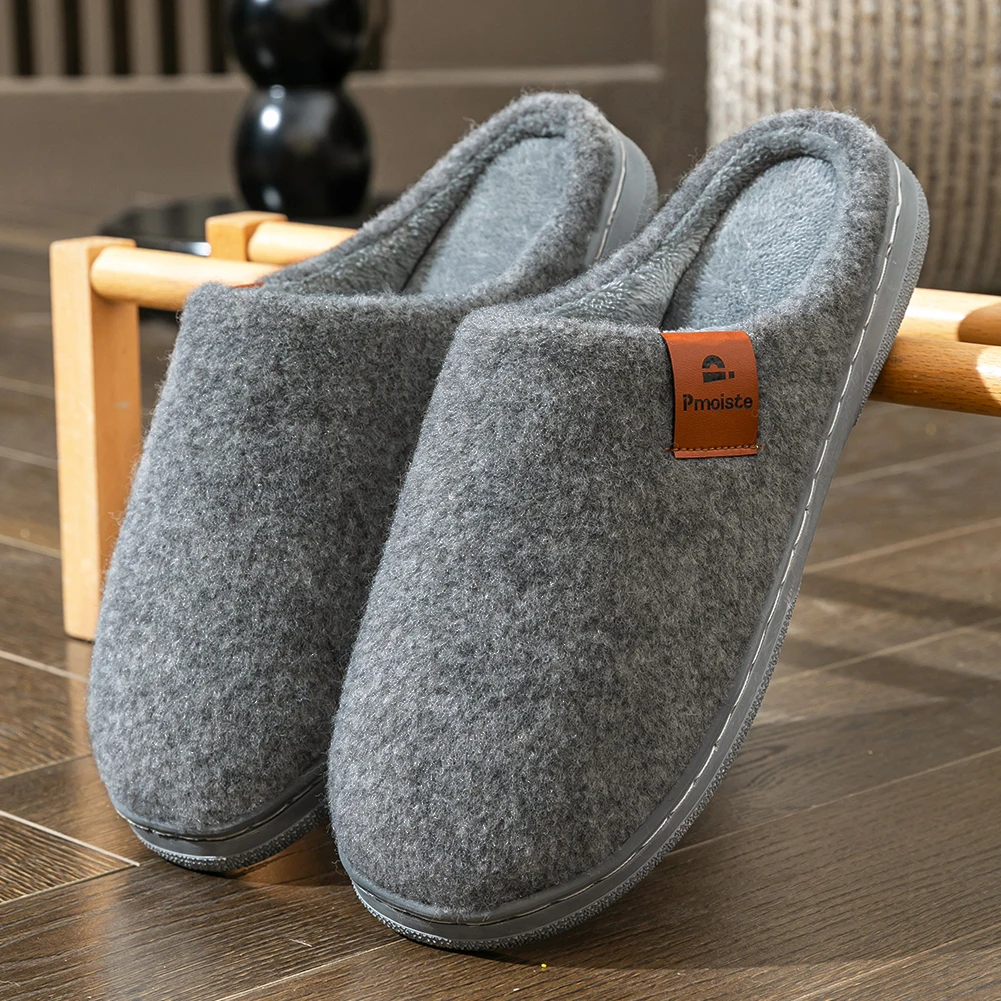 Winter Heren Vilt Platform Huis Slippers Ultra Warm Kussen Gezellig Leven Antislip TPR Outdoor Indoor House