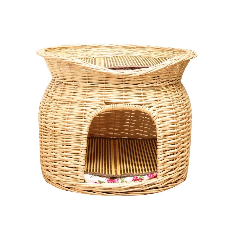 Rattan cat nest universal in all seasons Closed summer mat removable and washable