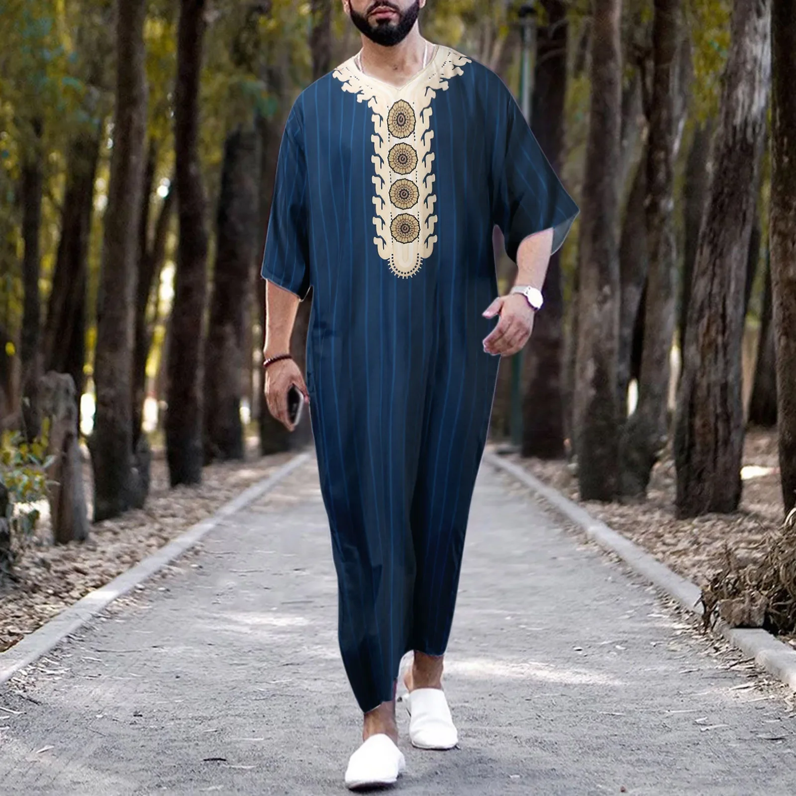 Vestido largo de Ramadán para hombre, ropa islámica de Jubba Thobe, Abaya, ropa saudita, caftán musulmán, Dubái, 2023