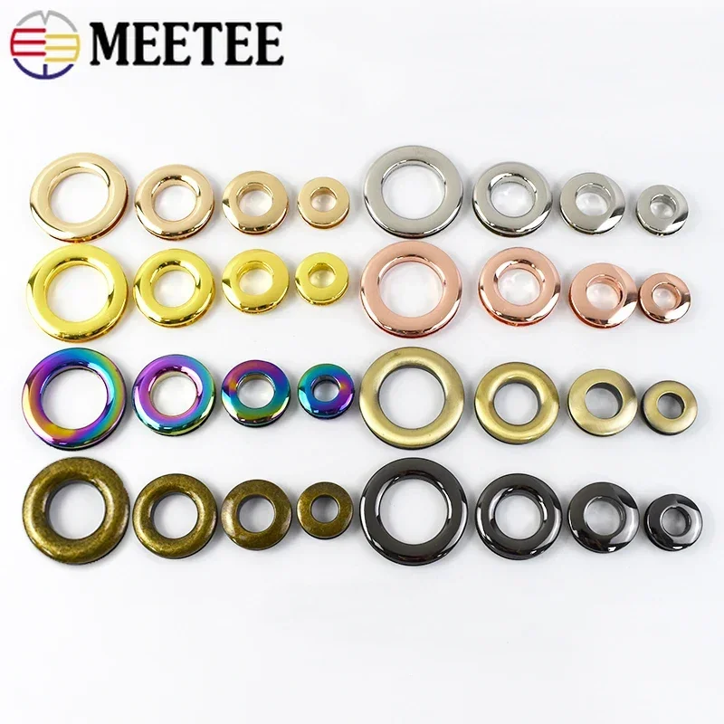 5/10Pcs Meetee Metal Screw Back Eyelets with Washer Grommets Rings Buckles for Bag Garment Shoes Leather Craft Accessories