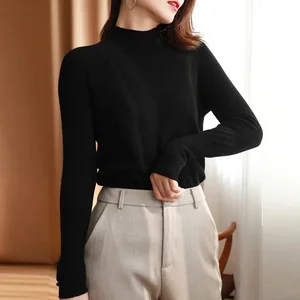 Women's tall collar mesh pullover, chic background sweats, fine jumps, hot soft blouse, fall fashion, winter 6 Main Sueter Tricot Female Sales - №5