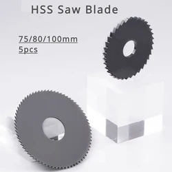 75/80/100mm 5pcs HSS Circular Saw Blade Disc Nitride Coated High Speed Steel Milling Cutter Slit Slot Copper Aluminum PVC Pipe