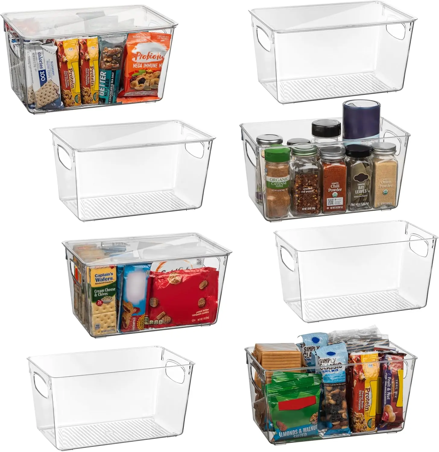 

Plastic Pantry Organization and Storage Bins with Lids – Perfect Kitchen Organization or Kitchen Storage – Fridge Organizer