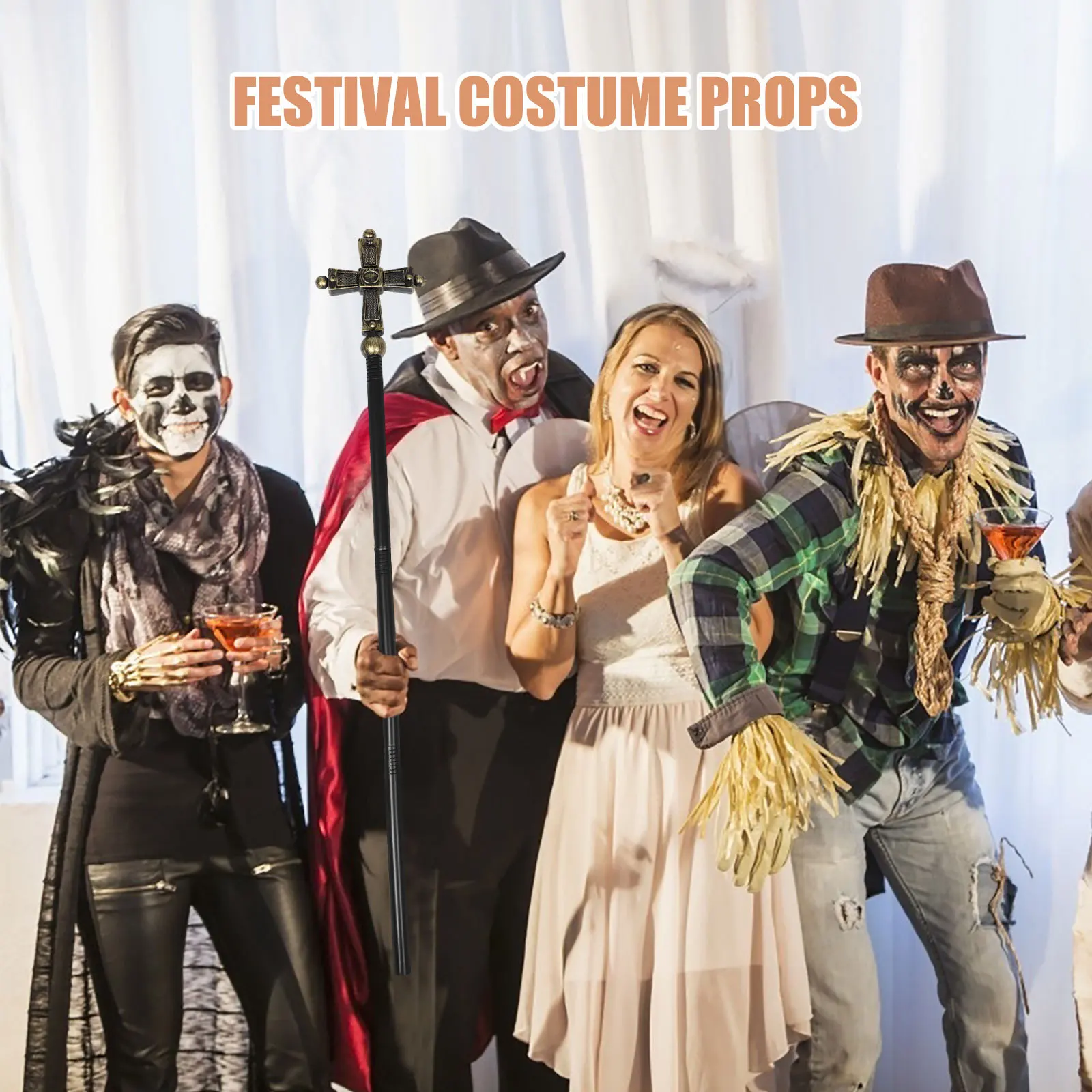 Staff Prop For Halloween Cosplay Halloween Cosplay Accessory Prop Religious Costume Wizard Role Play Accessory Decor Kids