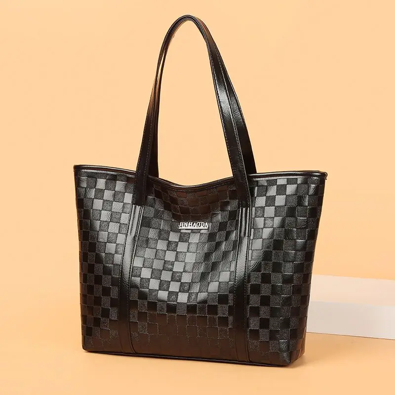 New Plaid Embossed Fashion Single Shoulder Simple Lightweight Handbag Travel Large Capacity Tote Bag Purses and Handbags