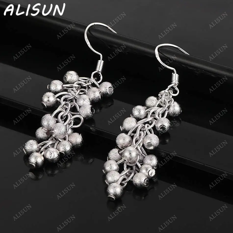 

ALISUN 925 Sterling Silver Grape Beads Earrings Drop Earrings For Women Anniversary Gift Popular Wild Fashion Romantic Jewelry
