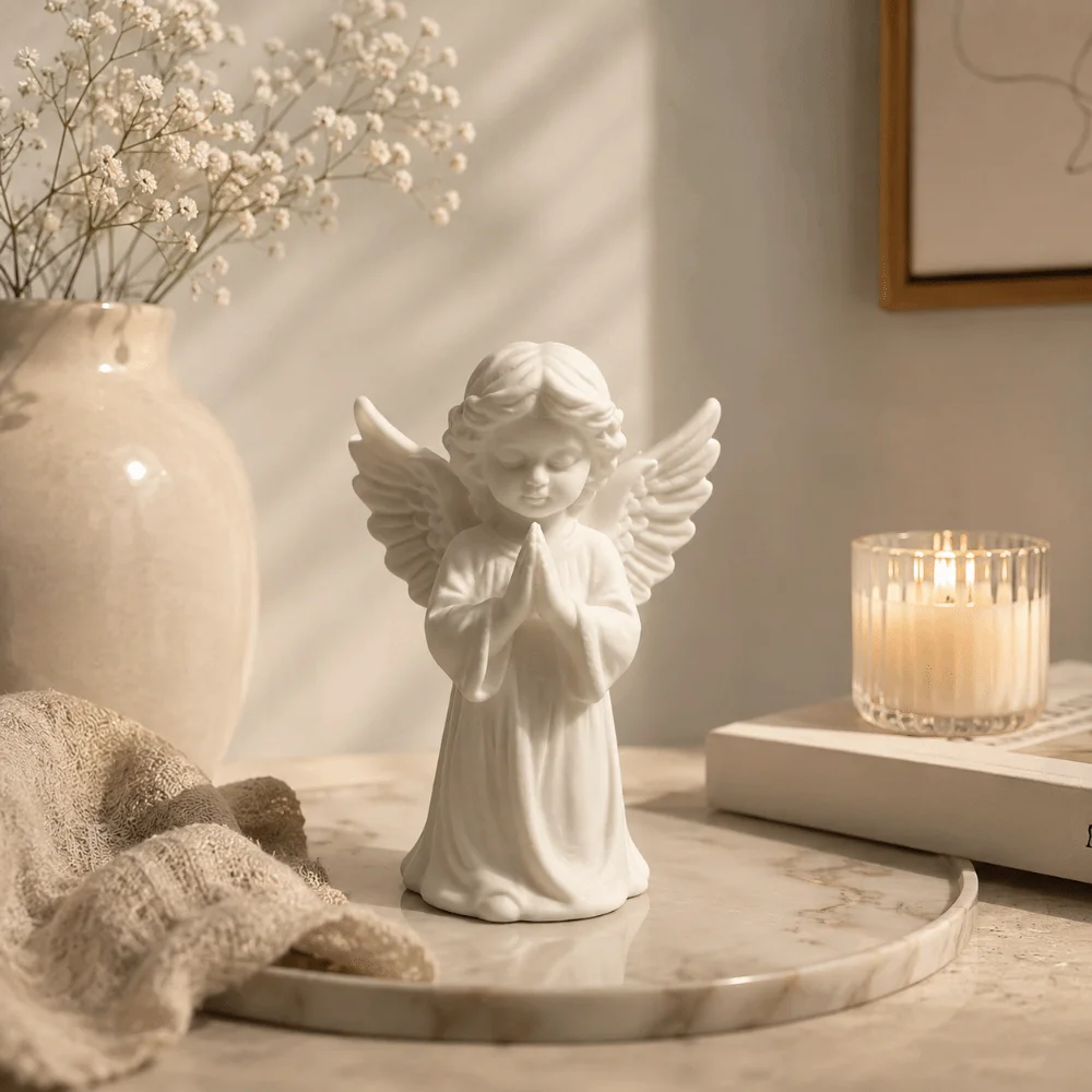 Creative Light Luxury Angel Wings Statue 3D Printed Sweet Desktop Ornaments Decoration Guardian Angel Figurine Tabletop