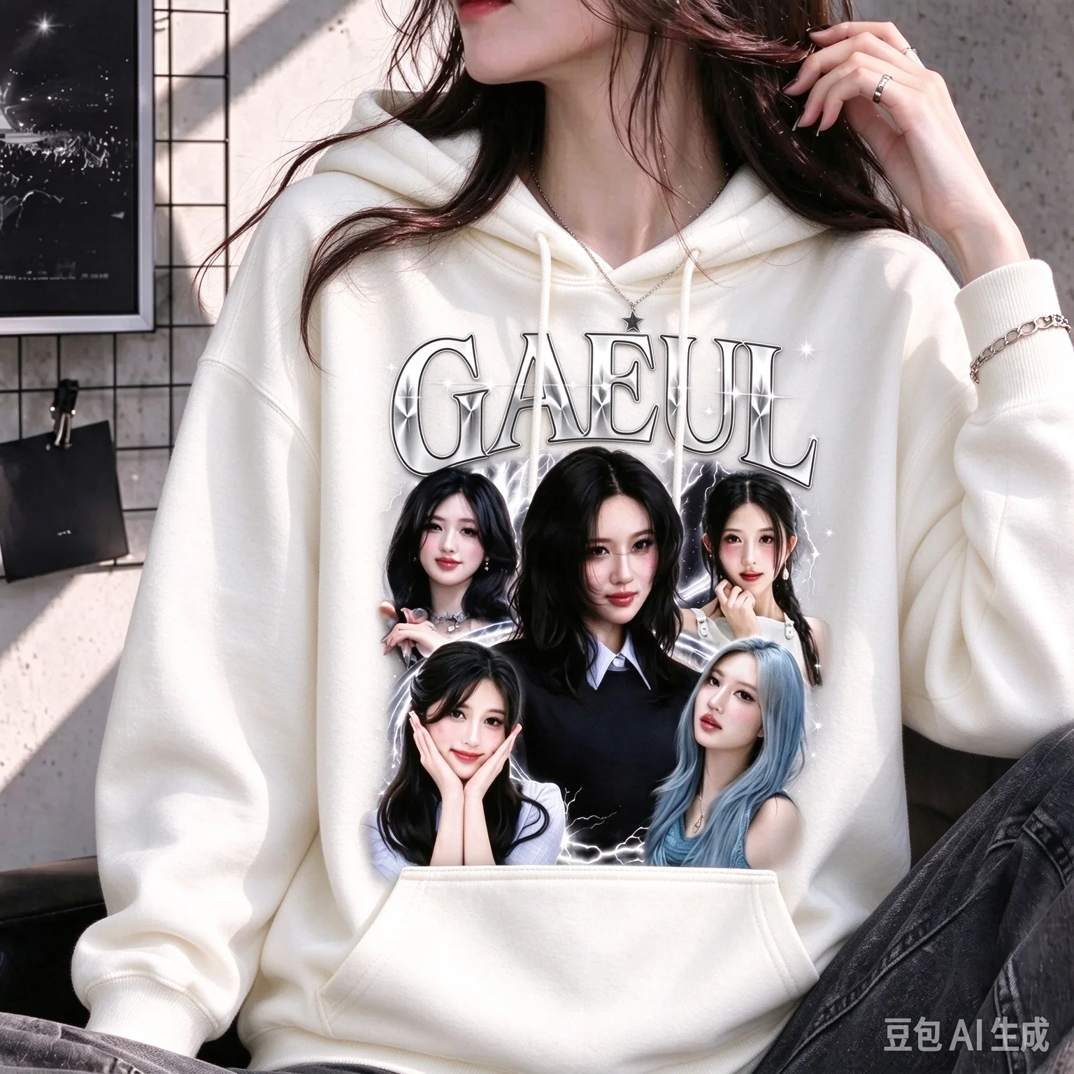 2026 Gaeul Retro Boots Hoodie IVE Member Gaeul Portrait Pattern Hoodie Sportswear Kpop Fan Merch