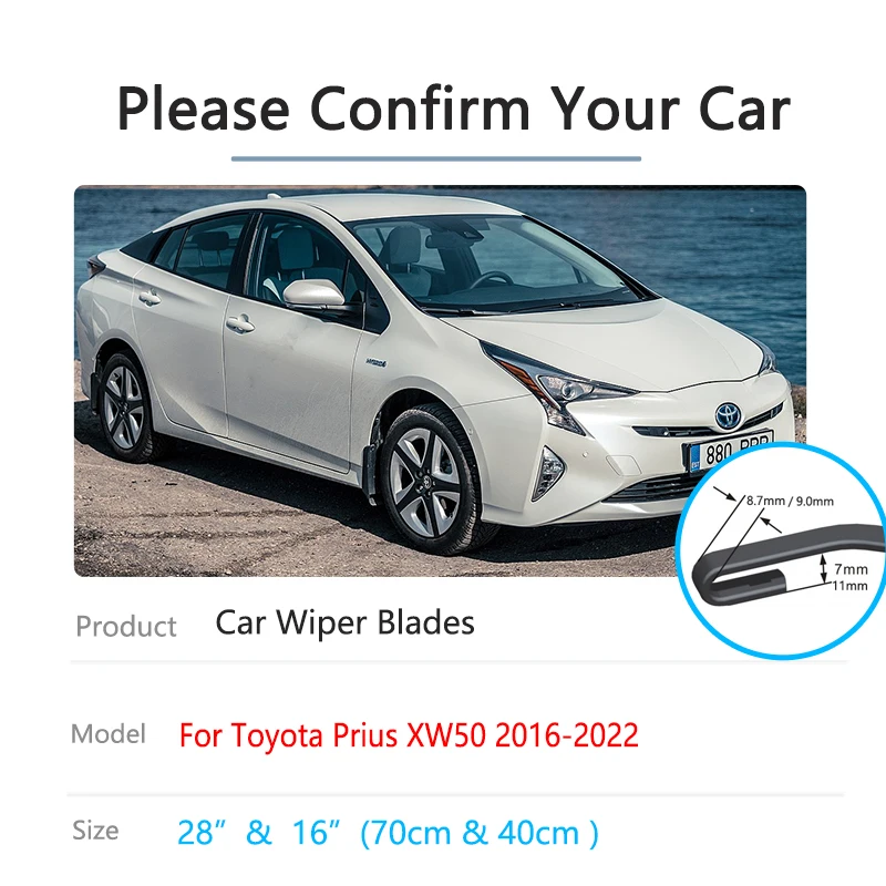 Do Toyota Prius XW50 2016 2017 2018 2019 2020 2021 2022 Zestaw piór wycieraczek przedniej tylnej szyby Przednia szyba samochodowa Szczotka